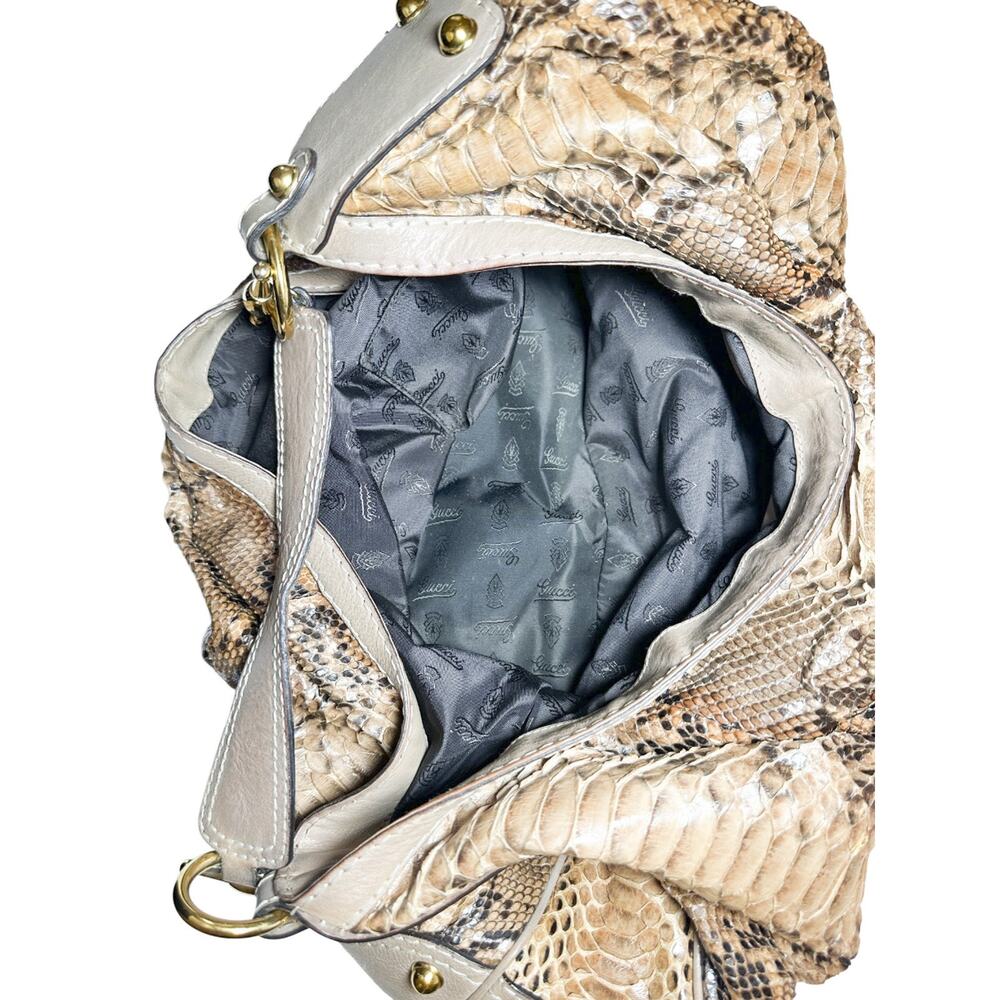 GUCCI Large Neutral Python Jockey Hobo Tote Shoulder Bag - Picture 4 of 9